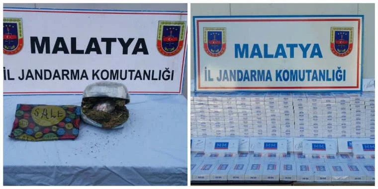 Malatya’da Jandarma , Esrar ve Kaçak Sigara Ele Geçirildi