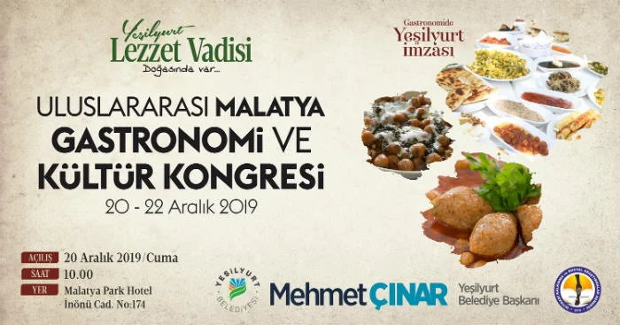 1.Uluslararası Malatya Gastronomi ve Kültür Kongresi 20-22 Aralık’ta Malatya’da yapılacak