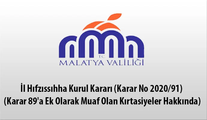 İl Hıfzıssıhha Kurul Kararı (Karar No 2020/91) (Karar 89’a Ek Olarak Muaf Olan Kırtasiyeler Hakkında)