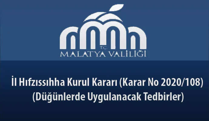 İl Hıfzıssıhha Kurul Kararı (Karar No 2020/108) (Düğünlerde Uygulanacak Tedbirler) 9 Temmuz 2020