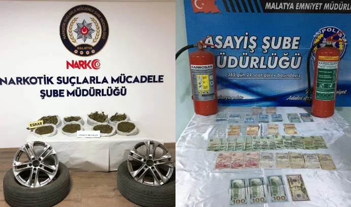 Malatya’da Bir Aracın Lastiklerine Saklanmış 10 Kilo Kubar Esrar Ele Geçirildi