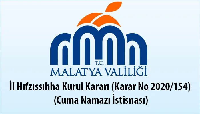 İl Hıfzıssıhha Kurul Kararı (Karar No 2020/154) (Cuma Namazı İstisnası)