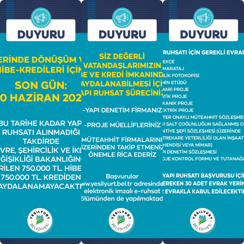 Yerinde Dönüşüm Projesi: Son Başvuru Tarihi 30 Haziran 2025