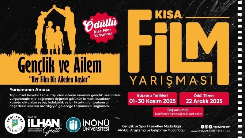 Yeşilyurt Belediyesi’nden Genç Sinemacılara Büyük Fırsat: “Gençlik ve Ailem” Konulu Kısa Film Yarışması Başlıyor