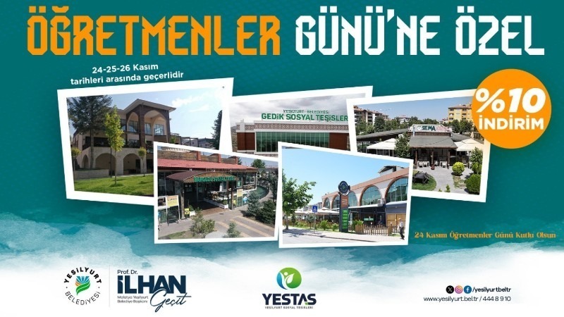 Yeşilyurt Belediyesi’nden Öğretmenlere 24 Kasım’a Özel %10 İndirim