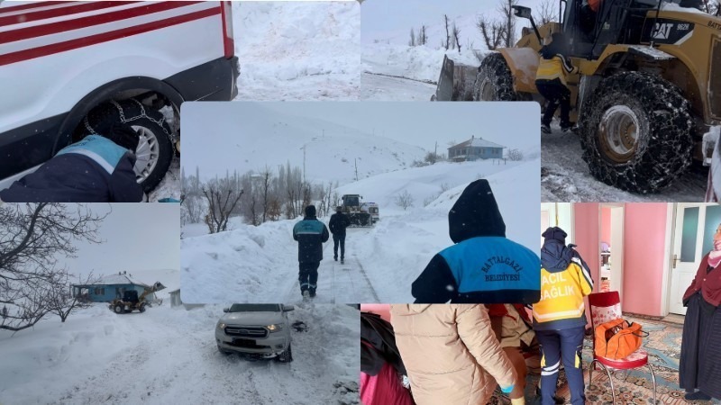 Battalgazi’de Kar Engeli Aşıldı: Sağlık Ekipleri İş Makinesiyle Hastaya Ulaştırıldı