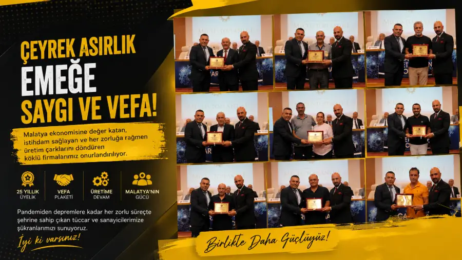 Malatya TSO’dan Çeyrek Asırlık Sanayiciye Vefa Plaketi