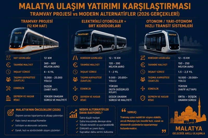 Deprem Sonrası Malatya’da Tramvay Projesi: Gerekli mi, Yoksa Daha Modern ve Esnek Alternatifler mi Öncelikli?